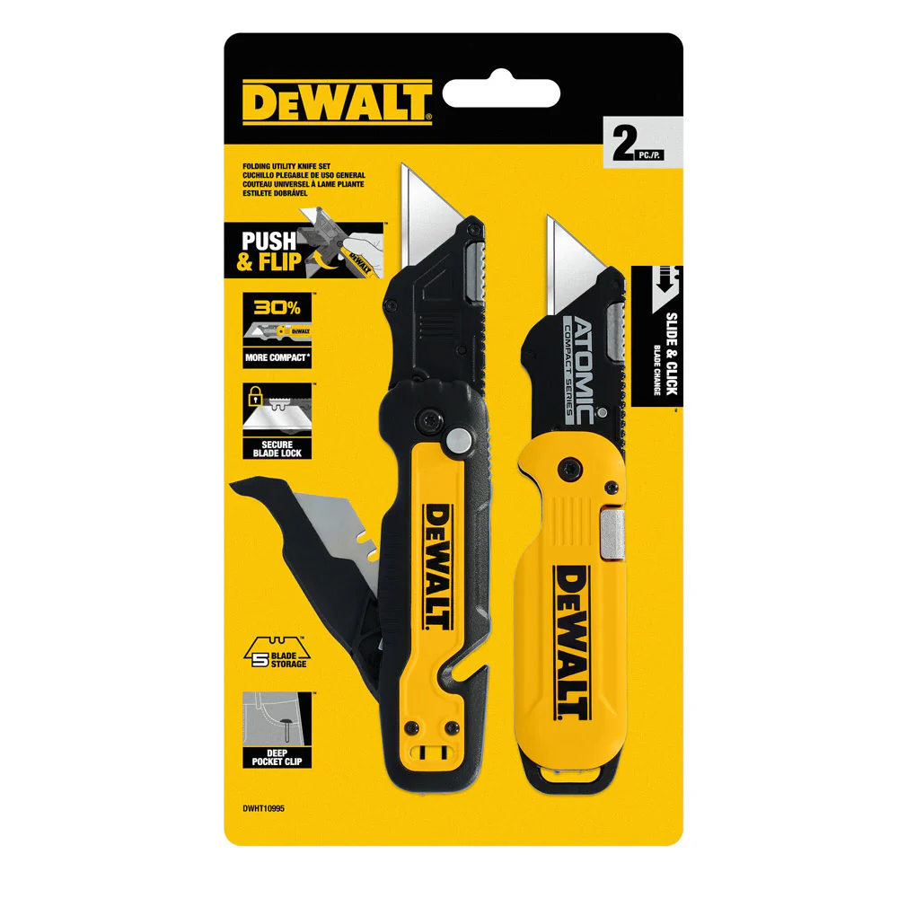 DeWalt DWHT10995 Push and Flip Folding Utility Knife Set - Moutools