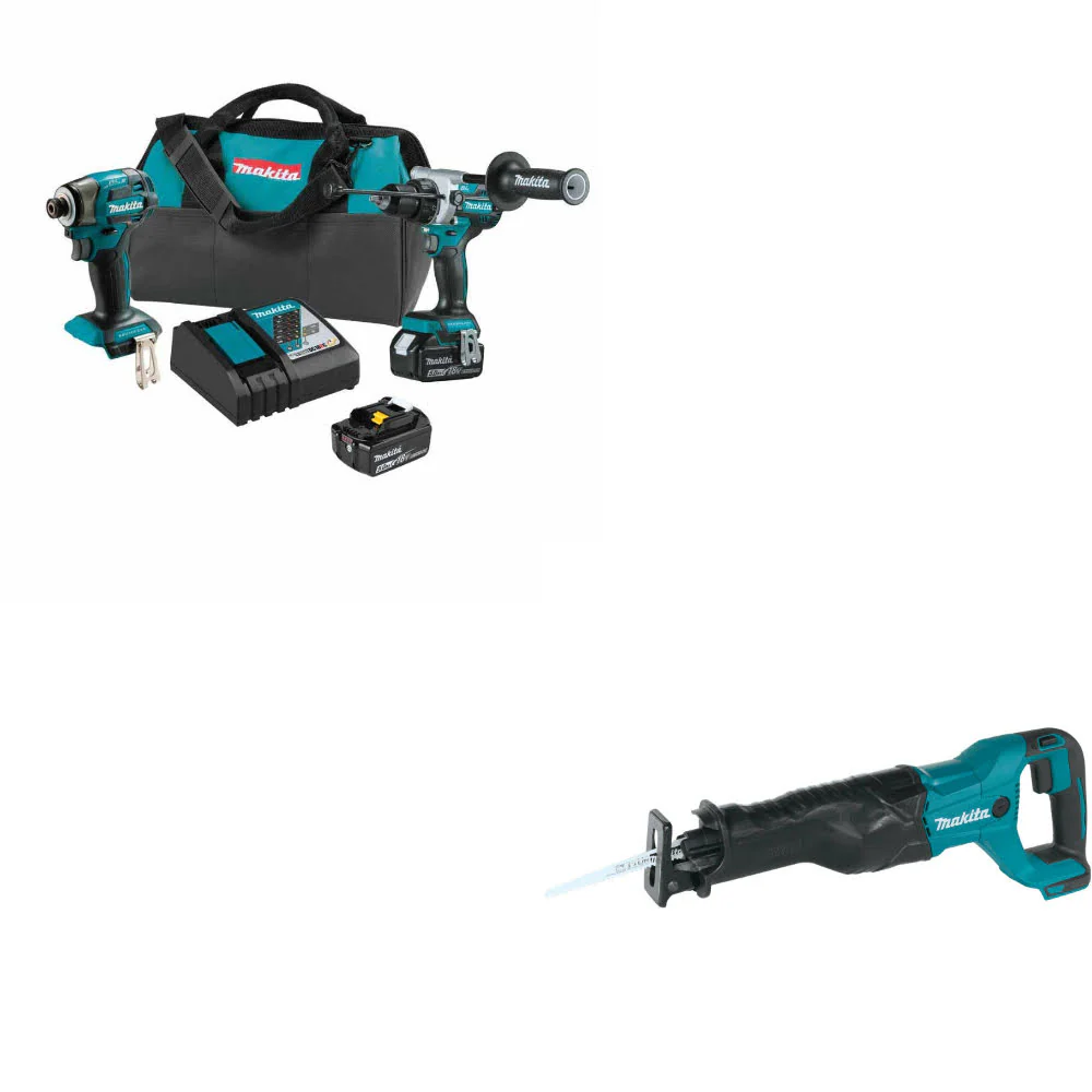 Makita XT297T 18V LXT Li-Ion 2 Pc. Combo Kit W/ FREE XRJ04Z 18V Recip Saw, Bare - Moutools