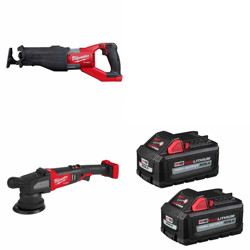 Milwaukee 2722-20 M18 FUEL SAWZALL W/ 2684-20 M18 Polisher & FREE Battery 2 Pack - Moutools