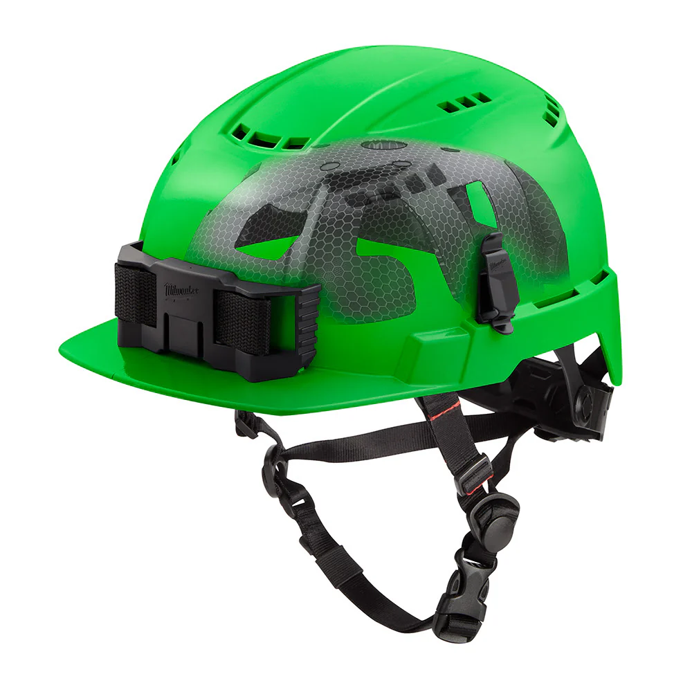 Milwaukee 48-73-1370 BOLT Green Front Brim Vented Safety Helmet with IMPACT ARMOR Liner (USA) - Type 2, Class C - Moutools