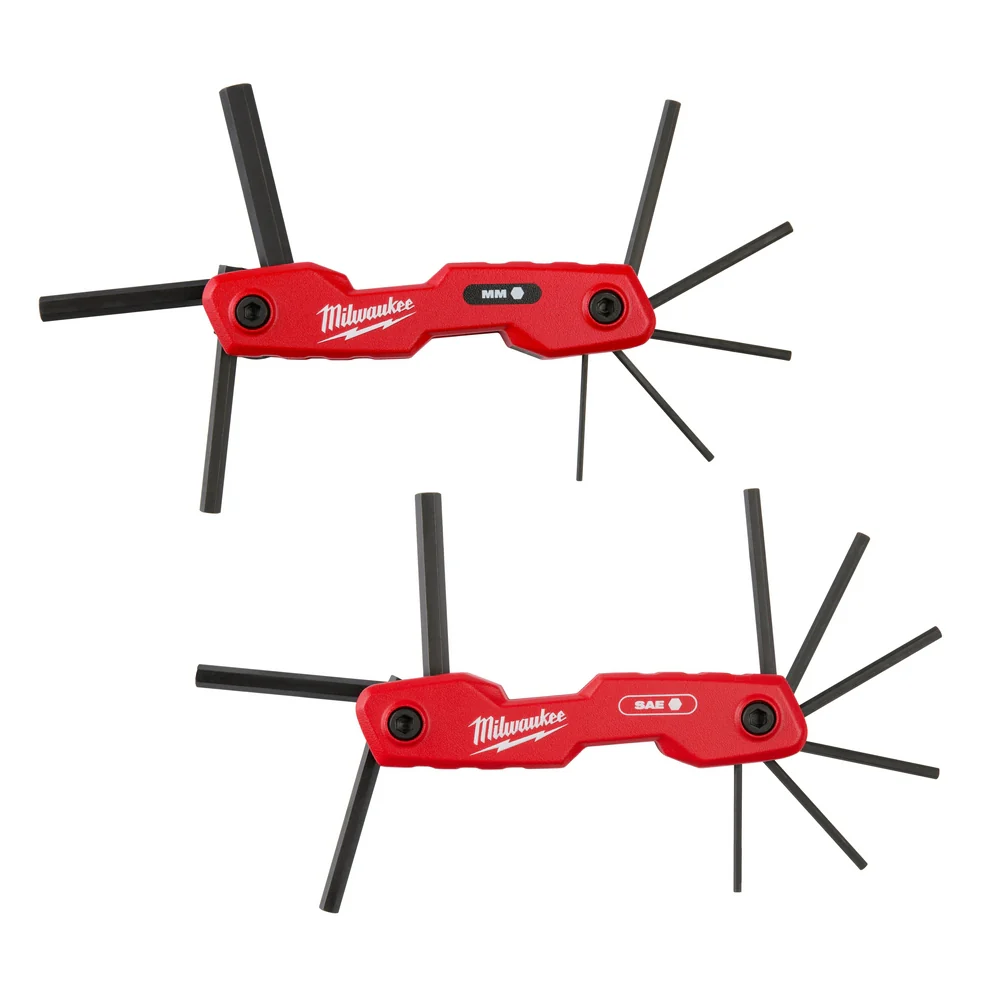 Milwaukee 48-22-2183 2PC 17-Key Folding Hex Key Sets - SAE/Metric - Moutools