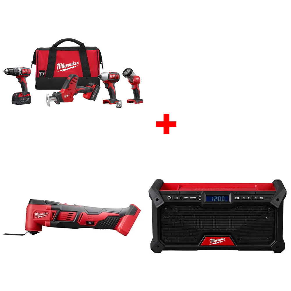 Milwaukee 2695-24 M18 4-Tool Combo Kit W/ FREE 2626-20 M18 Multi-Tool & Radio - Moutools