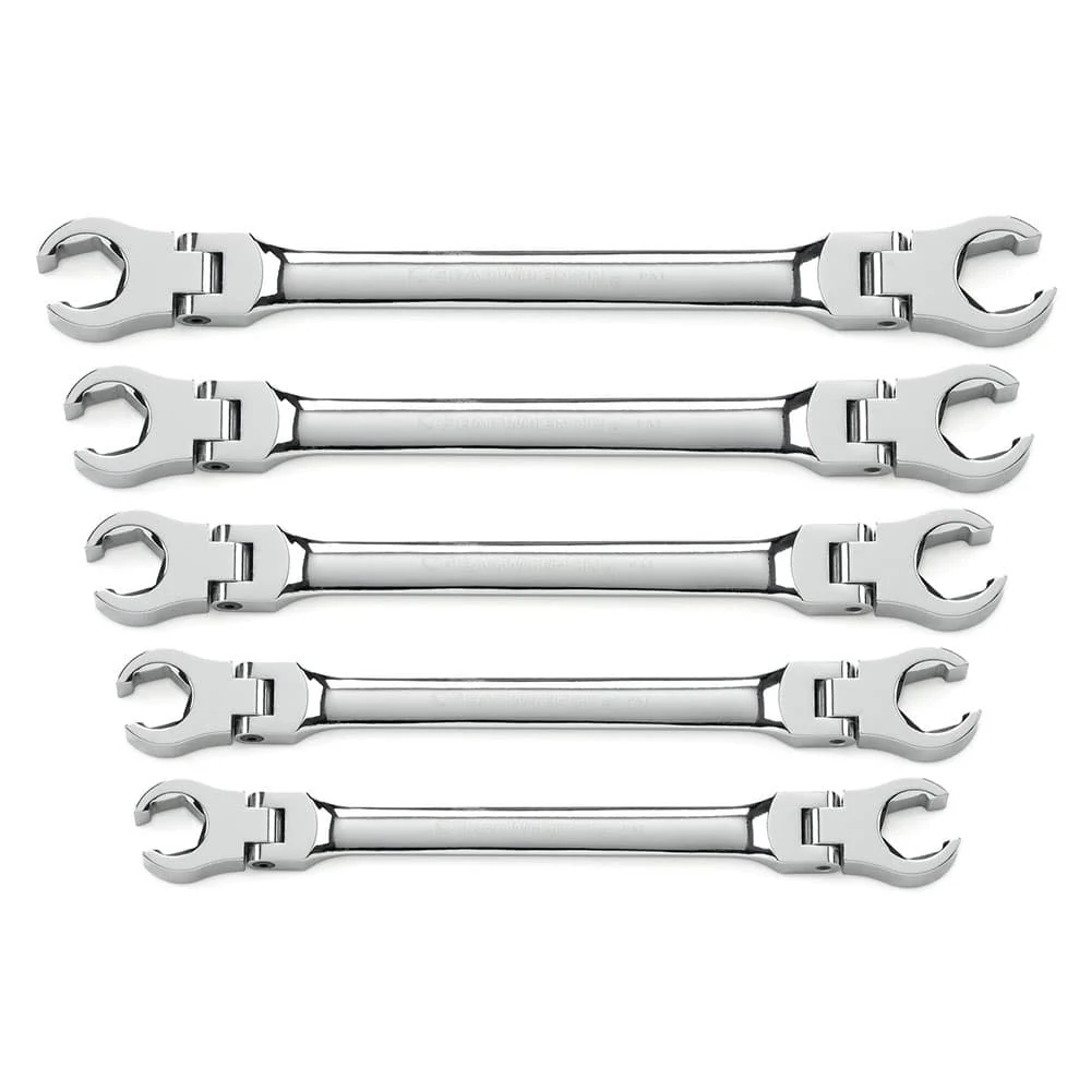 GearWrench 81910 5 Pc. Flex Head Flare Nut SAE Wrench Set - Moutools