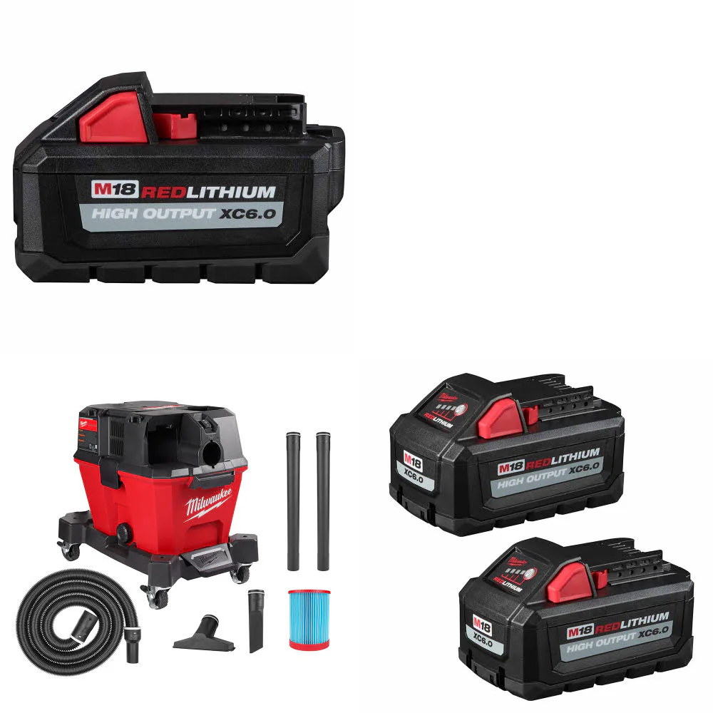 Milwaukee 48-11-1865 M18 Battery Pack W/ 0910-20 M18 Vacuum & FREE Battery-2Pk - Moutools