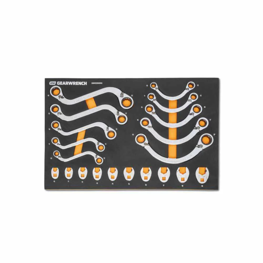 Gearwrench GWMSSRWMM 20 Piece Specialty Ratcheting Metric Wrench Set in Foam Storage Tray - Moutools