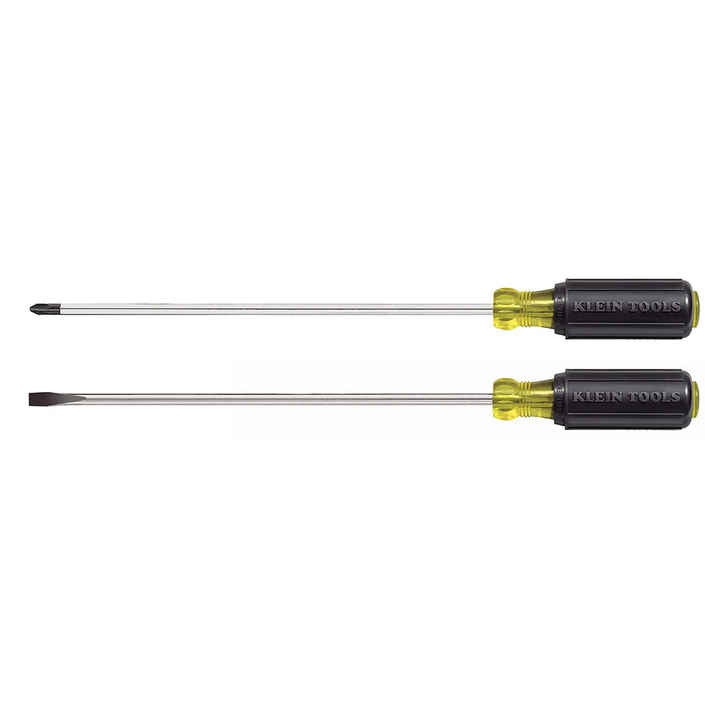 Klein 85072 Screwdriver Set, Long Blade Slotted and Phillips, 2-Piece - Moutools