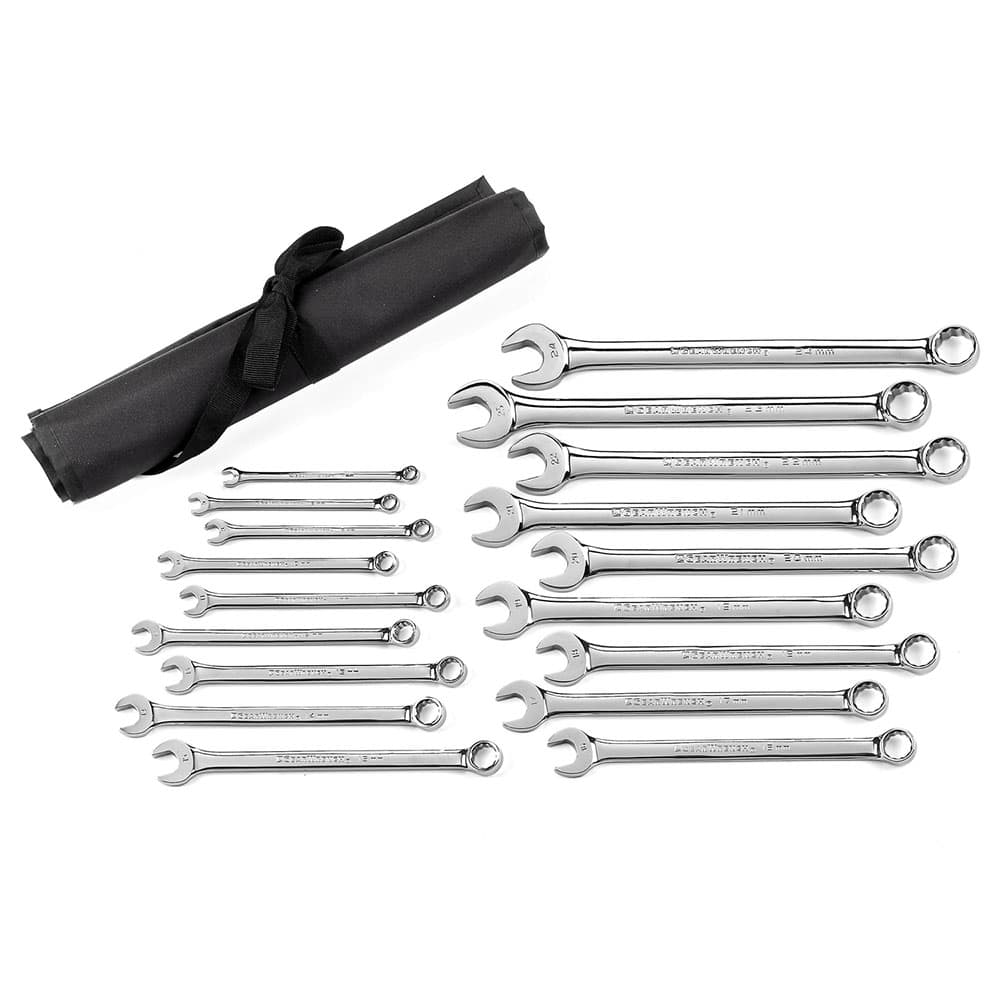 GearWrench 81920 18 Pc. 12 Point Long Pattern Combination Metric Wrench Set - Moutools