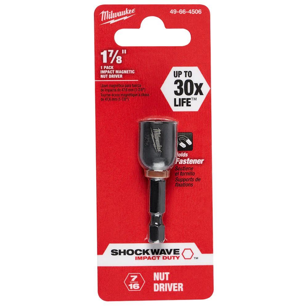 Milwaukee 49-66-4506 SHOCKWAVE 7/16 X 1-7/8 Impact Magnetic Nut Driver - Moutools
