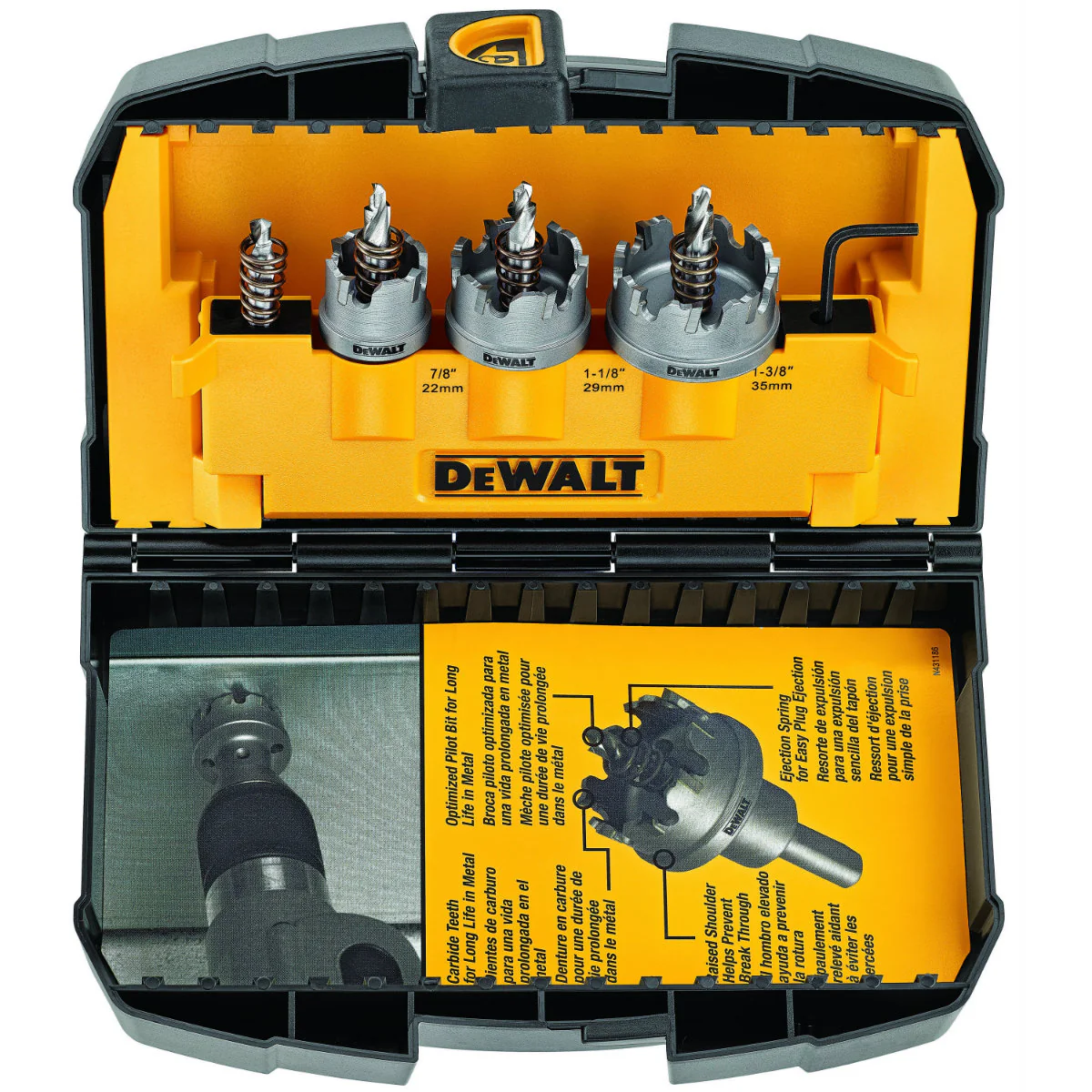 DeWalt DWACM1802 3 Piece Metal Cutting Carbide Hole Saw Set - Moutools