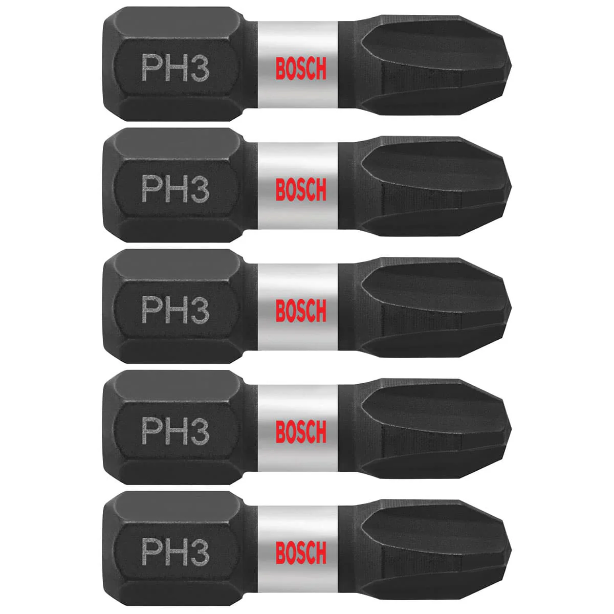 Bosch ITPH3105 5 pc. Impact Tough 1 In. Phillips #3 Insert Bits - Moutools
