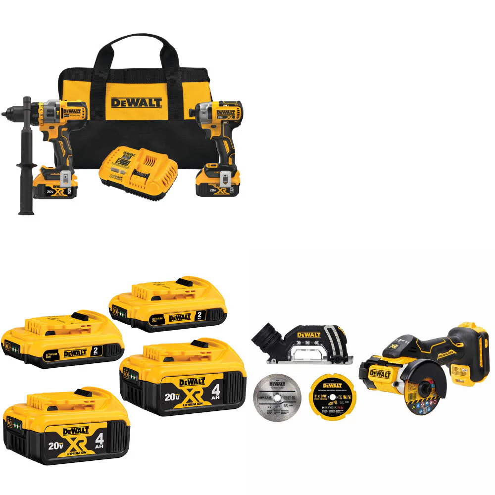 DeWalt DCK2100P2 20V MAX 2-Tool Combo Kit W/ 20V Battery-4Pk & FREE Cut-Off Tool - Moutools