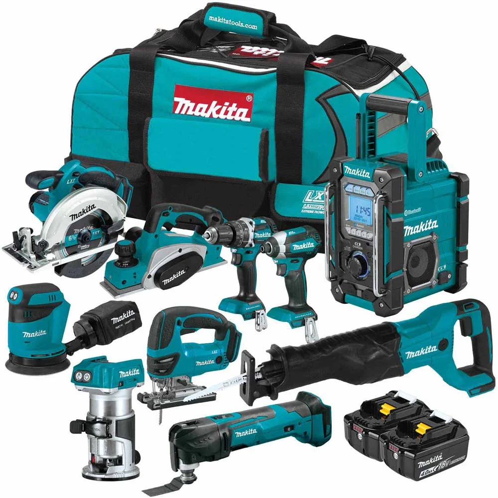 Makita XT1001SM 18V LXT Lithium-Ion Cordless 10-Pc. Woodworking Combo Kit (4.0Ah) - Moutools