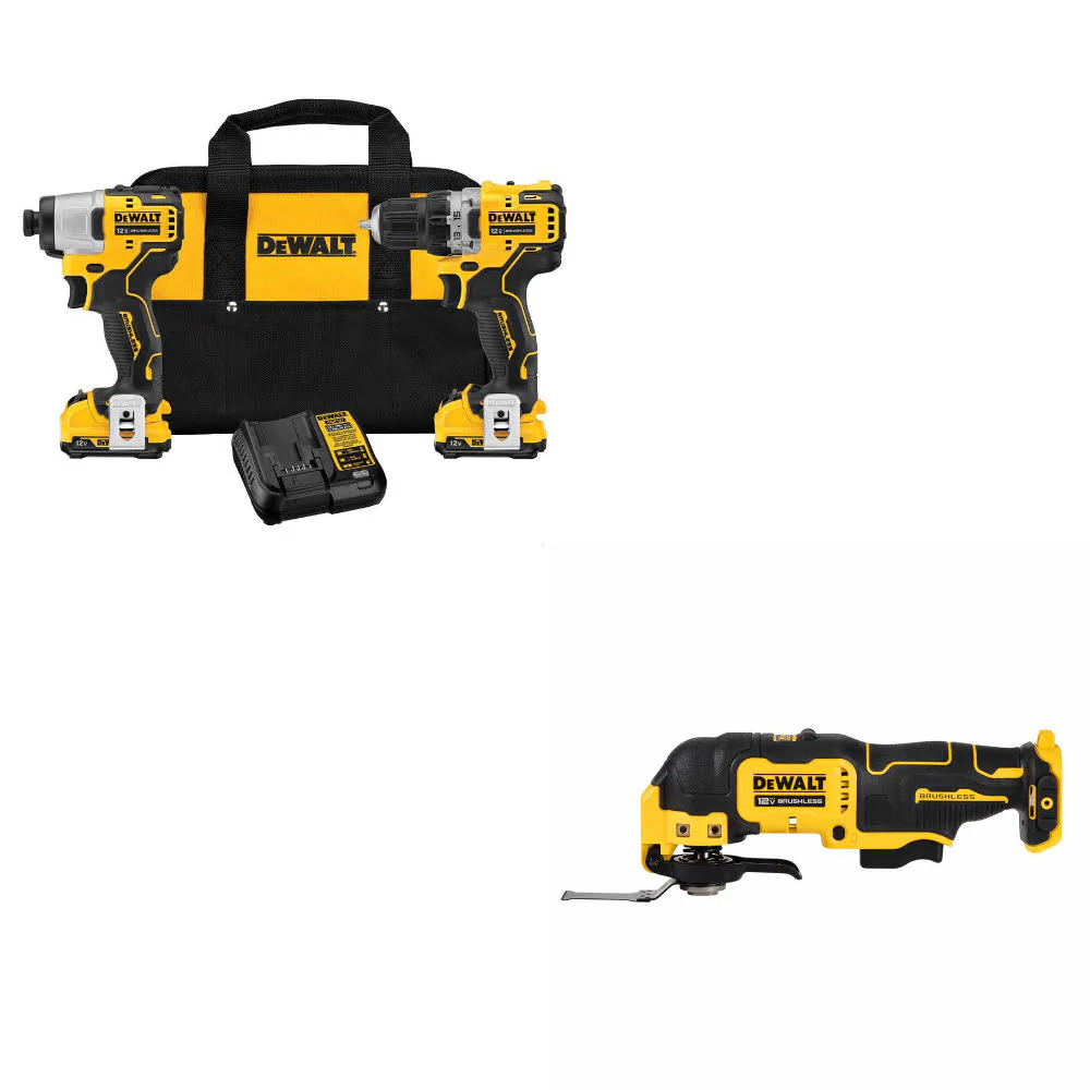 DeWalt DCK221F2 12V MAX 2-Tool Combo Kit w/ FREE DCS353B 12V Oscillating Tool - Moutools