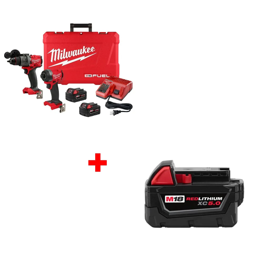 Milwaukee 3697-22 M18 FUEL 2-Tool Combo Kit w/ FREE 48-11-1850 M18 Battery Pack - Moutools