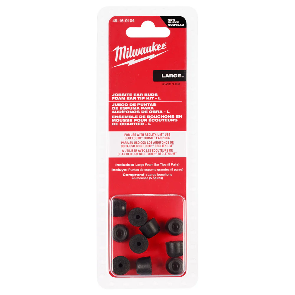 Milwaukee 49-16-0104 Jobsite Earbuds Foam Ear Tip Kit - L - Moutools