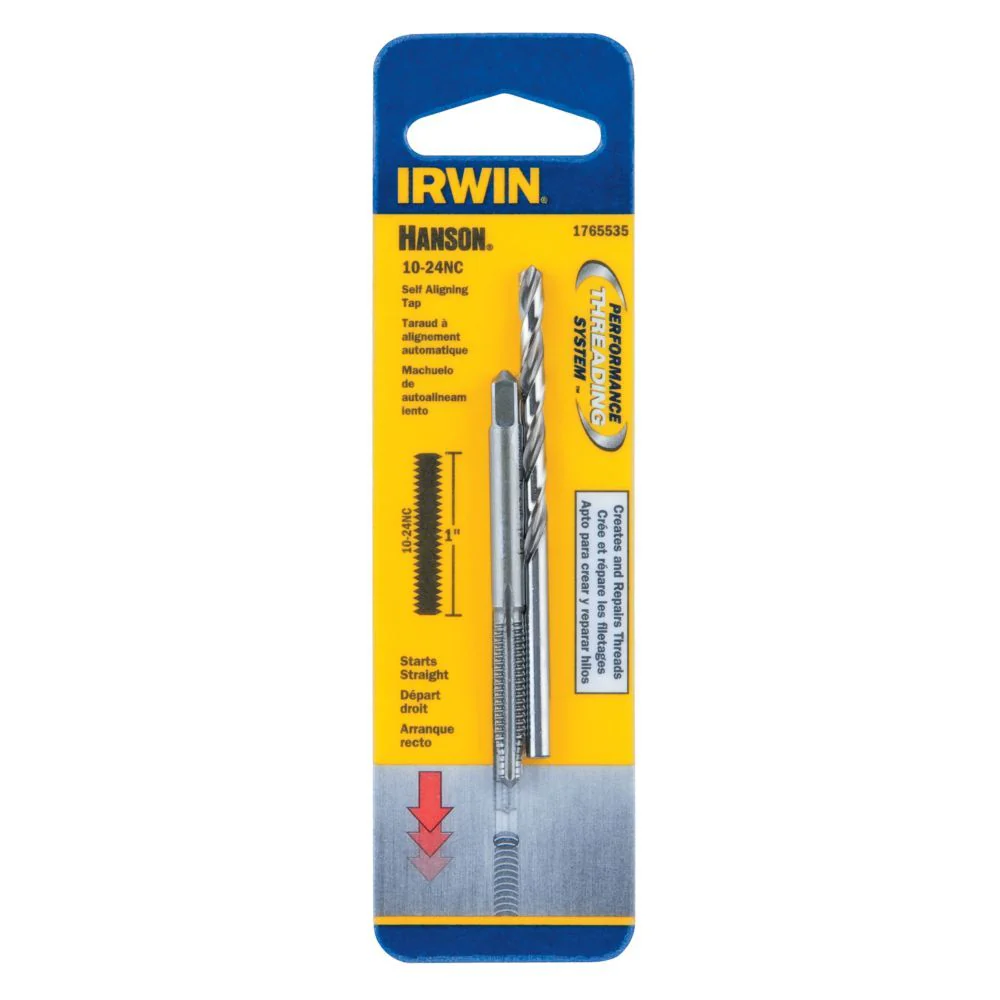 Irwin 1765535 Hanson 10 - 24 NC Self Aligning Tap and #25 Drill Bit Set - Moutools