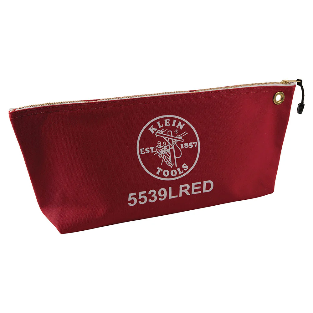 Klein Tools 5539LRED Canvas Bag with Zipper, Large Red - Moutools