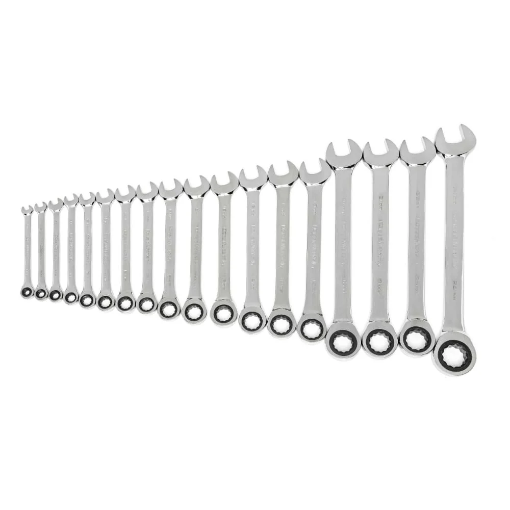GearWrench 85890-02 18 Pc. 72-Tooth 12 Point Ratcheting Combination Metric Wrench Set - Moutools