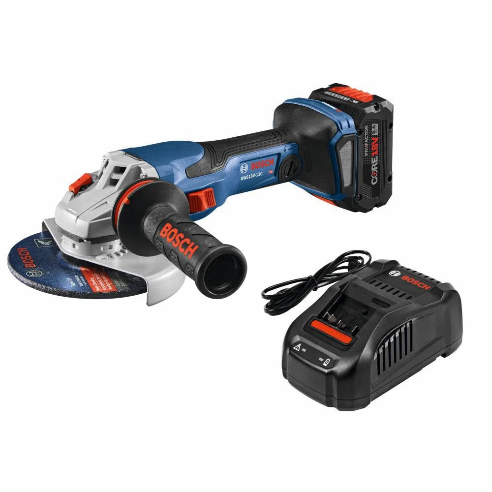 Bosch GWS18V-13CB14 PROFACTOR 18V Connected-Ready 5 – 6 In. Angle Grinder Kit with (1) CORE18V 8 Ah High Power Battery - Moutools