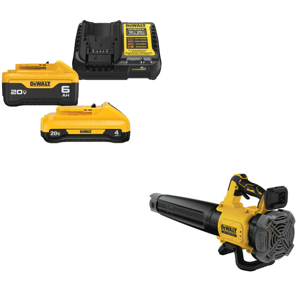 DeWalt DCB2460C 20V MAX 4Ah & 6Ah Starter Kit W/ FREE DCBL722B 20V MAX Blower - Moutools