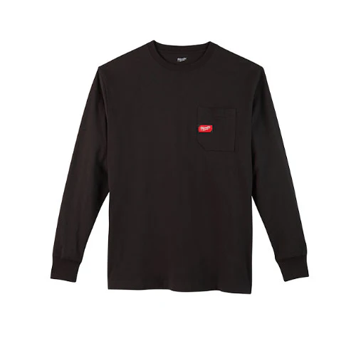 Milwaukee 602B-L Heavy Duty Pocket T-Shirt (602), Long Sleeve, Black, Large - Moutools