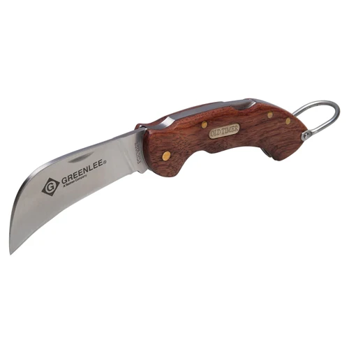 Greenlee 0652-28 Wood Handle SS Hawkbill Pocket Knife - Moutools