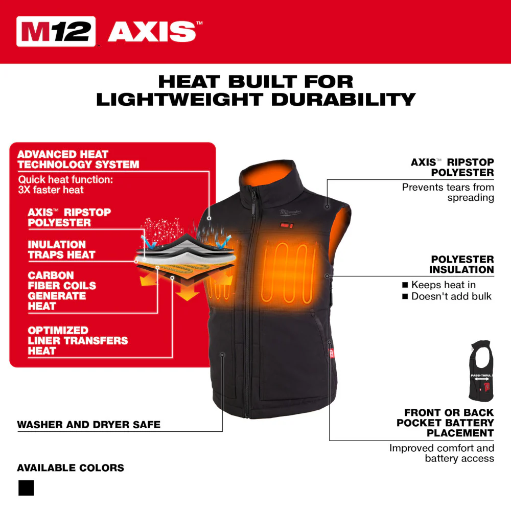 Milwaukee 334B-20 M12 Women's Heated AXIS Vest Black (Vest Only) - Moutools