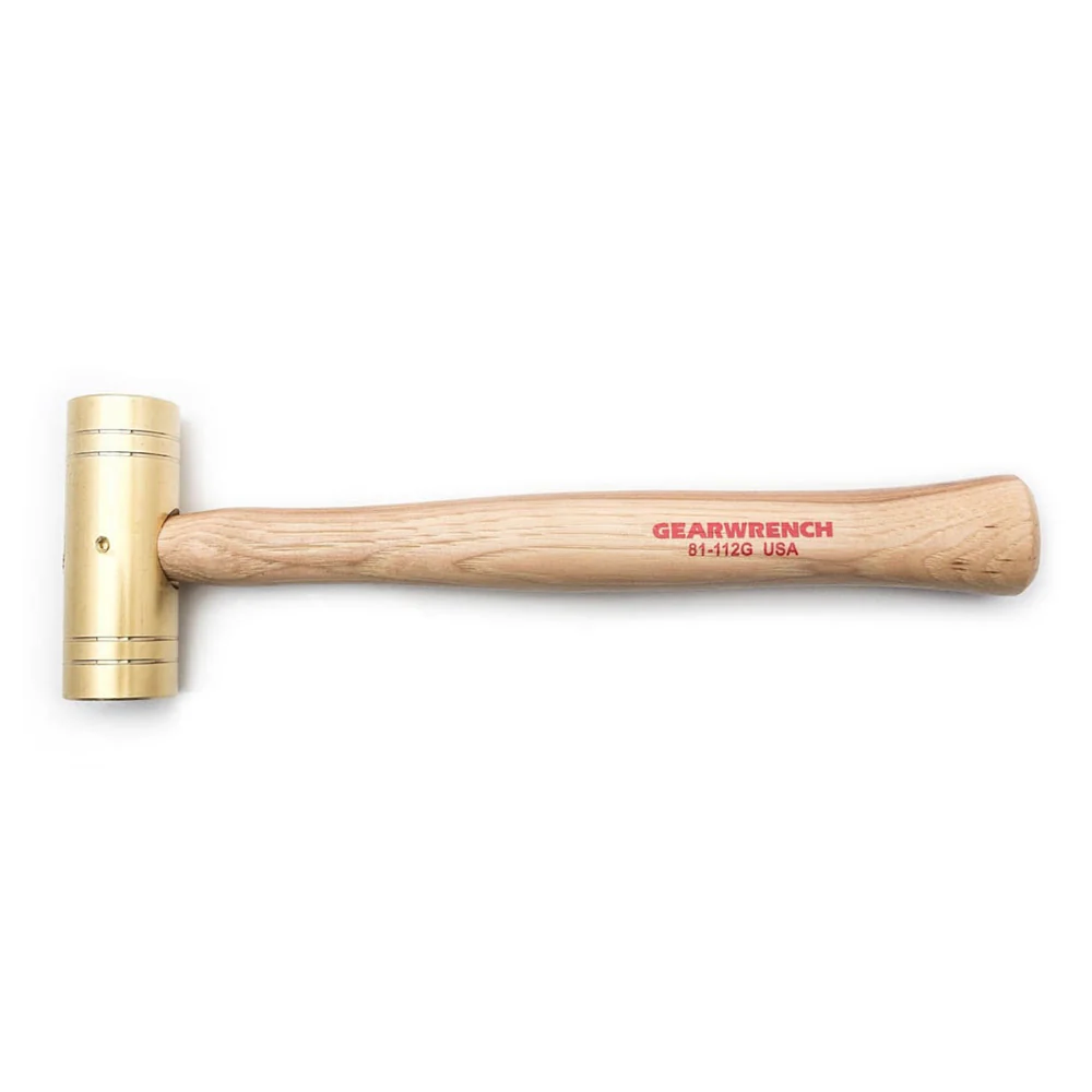 GearWrench 81-112G 2 lbs Brass Hammer with Hickory Handle - Moutools