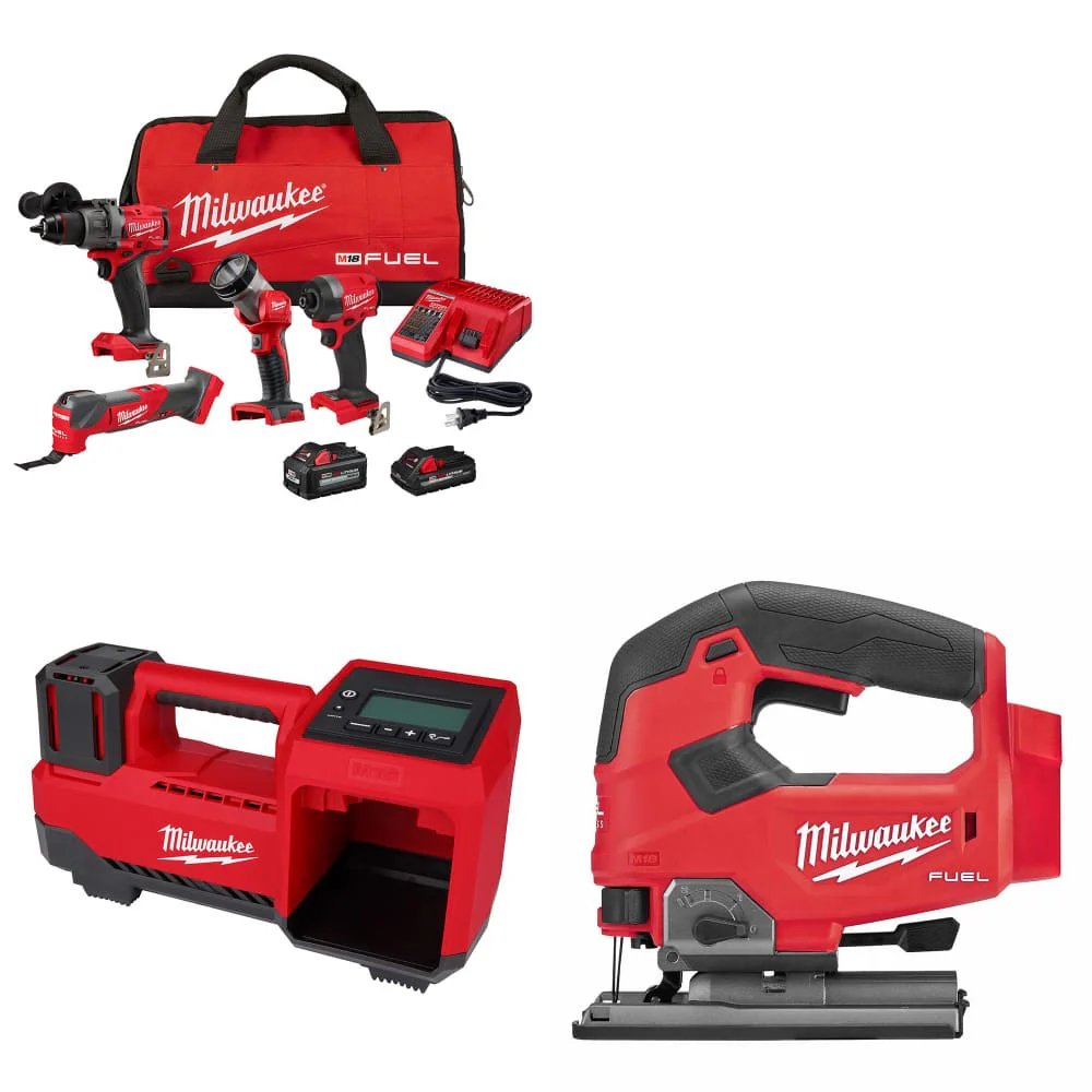 Milwaukee 3698-24MT M18 4-Tool Combo Kit W/ FREE 2848-20 M18 Inflator & Jig Saw - Moutools