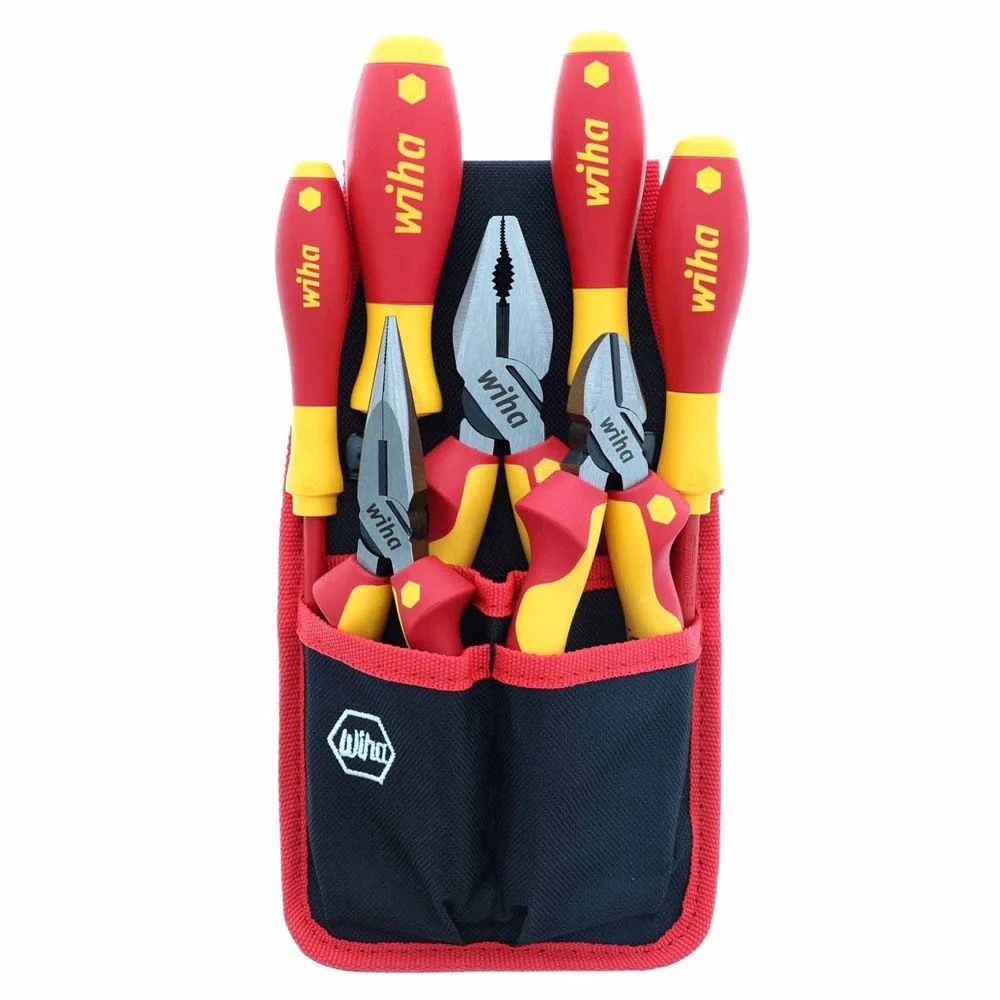 Wiha 32985 7 Piece Insulated Industrial Pliers and Screwdriver Set - Moutools