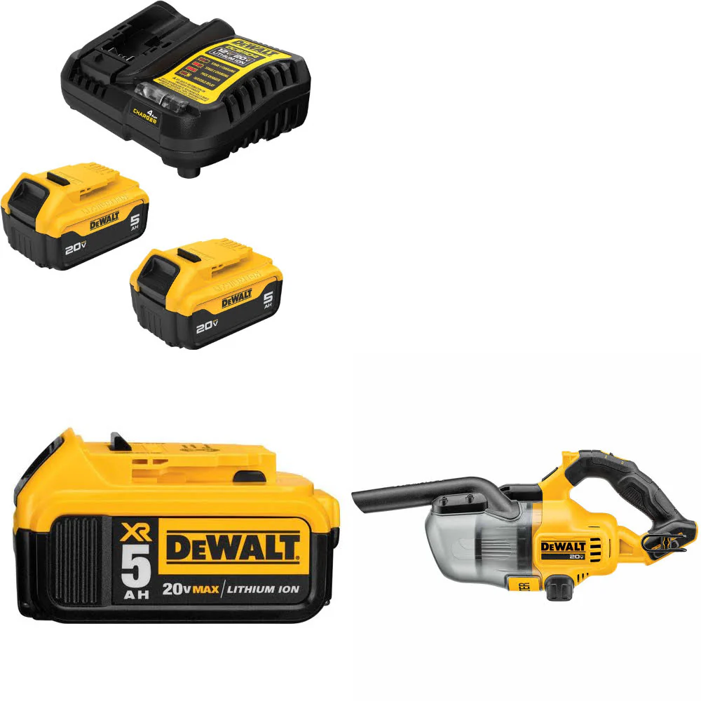 DeWalt DCB205-2C 20V Max Starter Kit W/ DCB205 20V Battery Pack & Vacuum, Bare - Moutools