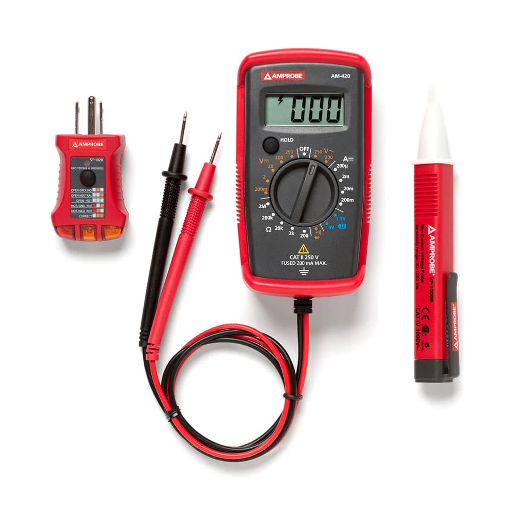 Amprobe 4394419 PK-110 Digital Multimeter Electrical Tester Kit with Voltage Probe - Moutools