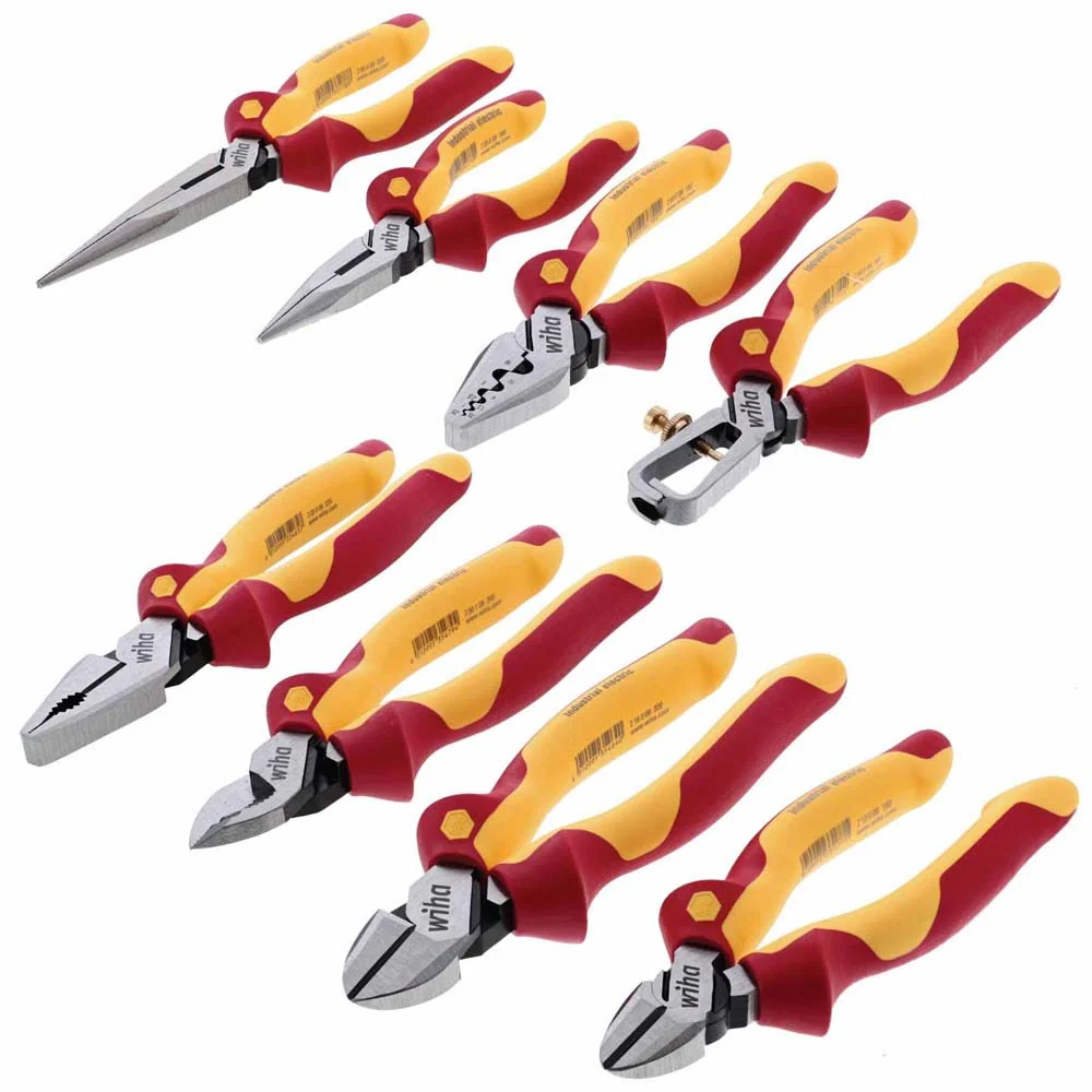 Wiha 32987 8 Piece Insulated Industrial Pliers Cutters Set with Canvas Pouch - Moutools