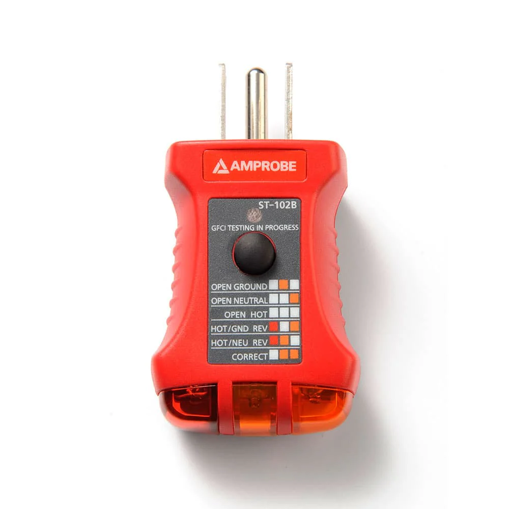 Amprobe 4160817 ST-102B AC Electrical Receptacle/Socket Tester with GFCI, 110-125V - Moutools
