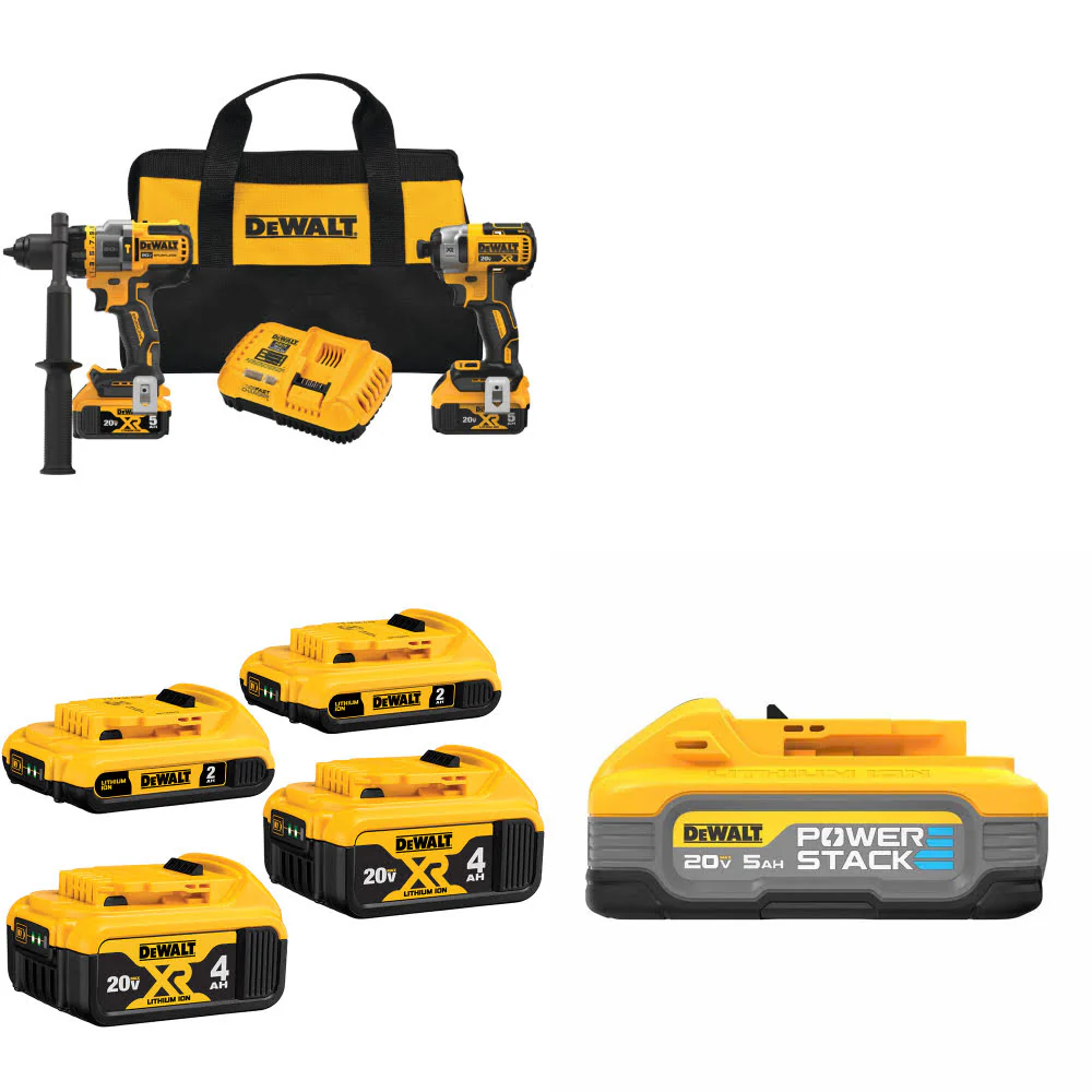 DeWalt DCK2100P2 20V 2-Tool Combo Kit W/ DCB324-4 20V Battery-4Pk & FREE Battery - Moutools