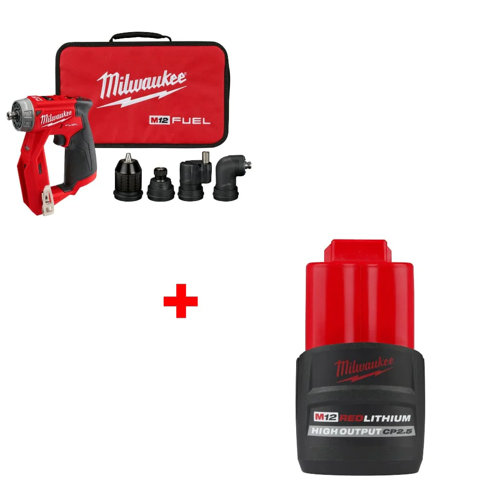 Milwaukee 2505-20 M12 FUEL Drill/Driver w/ FREE 48-11-2425 M12 Battery Pack - Moutools