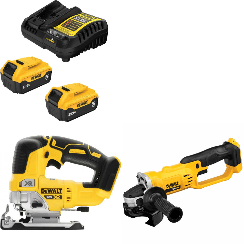 DeWalt DCB205-2C 20V Max Starter Kit W/ DCS334B 20V Jig Saw & Cut-Off Tool, Bare - Moutools