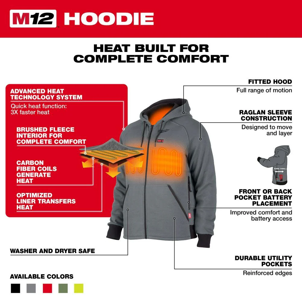 Milwaukee 306G-20 M12 Heated Hoodie Gray (Hoodie Only) - Moutools
