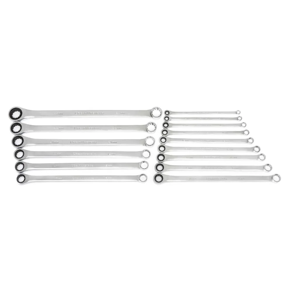 GearWrench 85985-07 15 Pc. 72-Tooth 12 Point XL GearBox Double Box Ratcheting Metric Wrench Set - Moutools