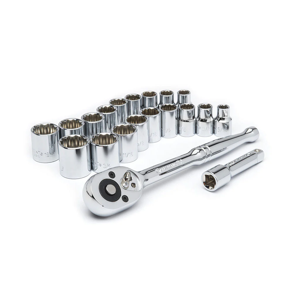 Crescent CSWS7N 20 Pc 3/8 Dr 12 Pt Standard SAE/Metric Mechanics Tool Set - Moutools