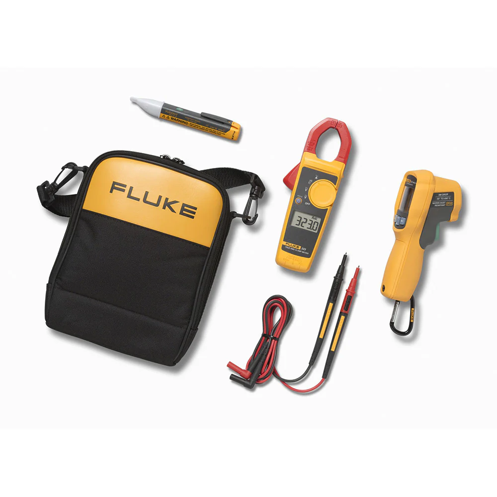 Fluke 62 MAX+/323/1AC IR Thermometer, Clamp Meter and Voltage Detector Kit - Moutools