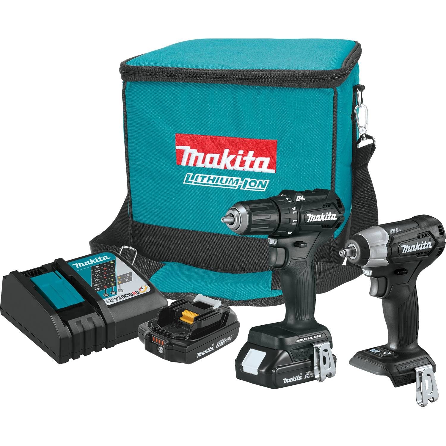 Makita CX201RB 18V LXT Lithium-Ion Sub-Compact Brushless 2 Piece Combo Kit - Moutools