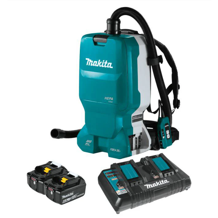 Makita XCV18PTX 18V X2 LXT HEPA Filter Backpack Dry Dust Extractor Kit - Moutools