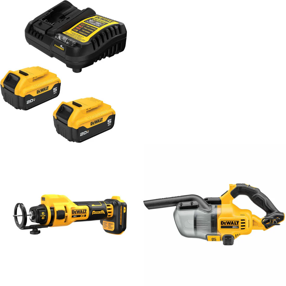 DeWalt DCB205-2C 20V Max Starter Kit W/ DCE555B 20V Cut-Out Tool & Vacuum, Bare - Moutools