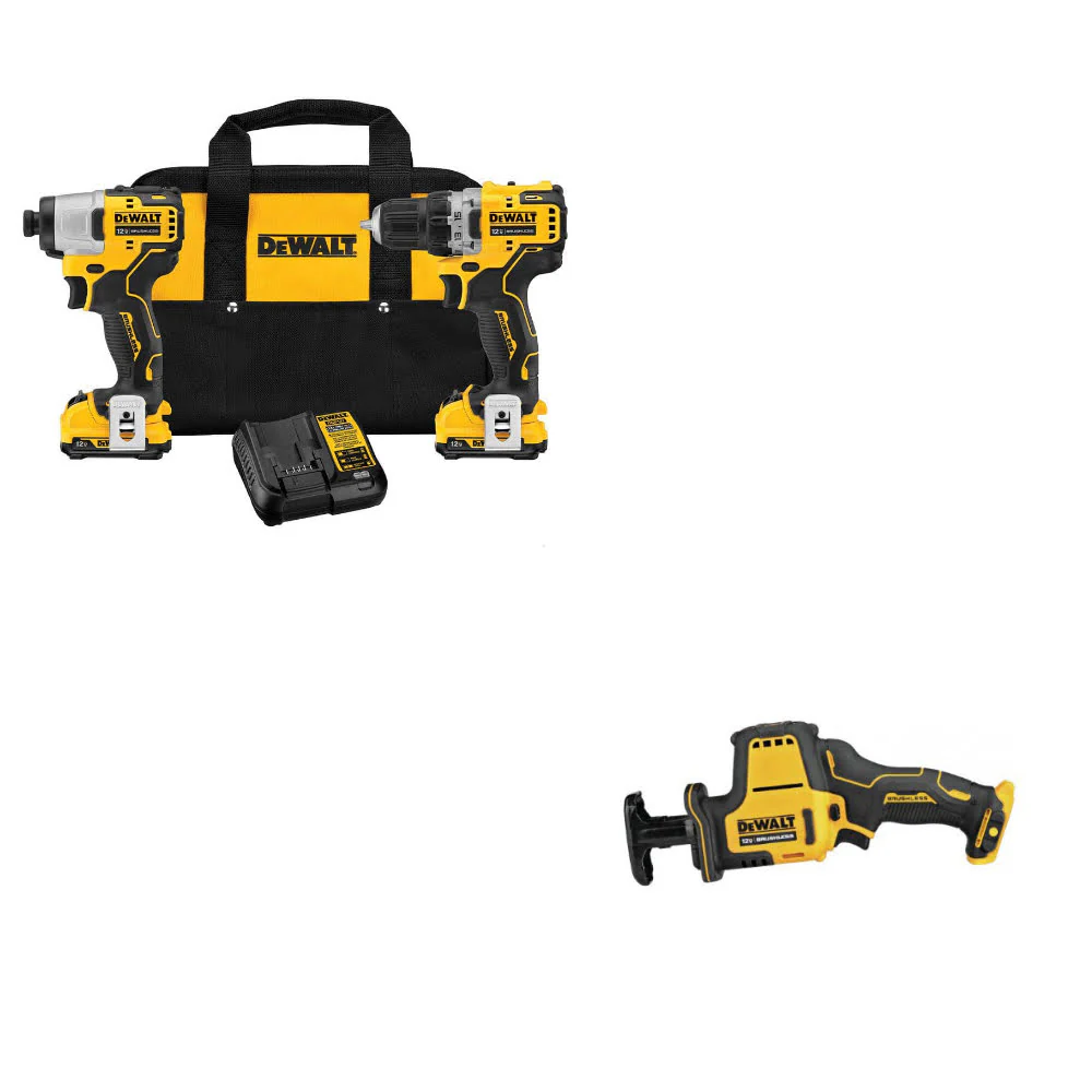 DeWalt DCK221F2 12V MAX 2-Tool Combo Kit w/ FREE DCS312B XTREME 12V Recip Saw - Moutools