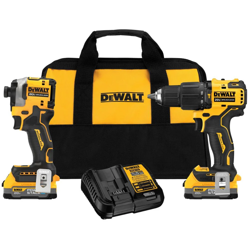 DEWALT DCK254E2 ATOMIC™ 20V MAX* Brushless Hammer Drill and Impact Driver Combo Kit with DEWALT POWERSTACK™ Compact Batteries - Moutools