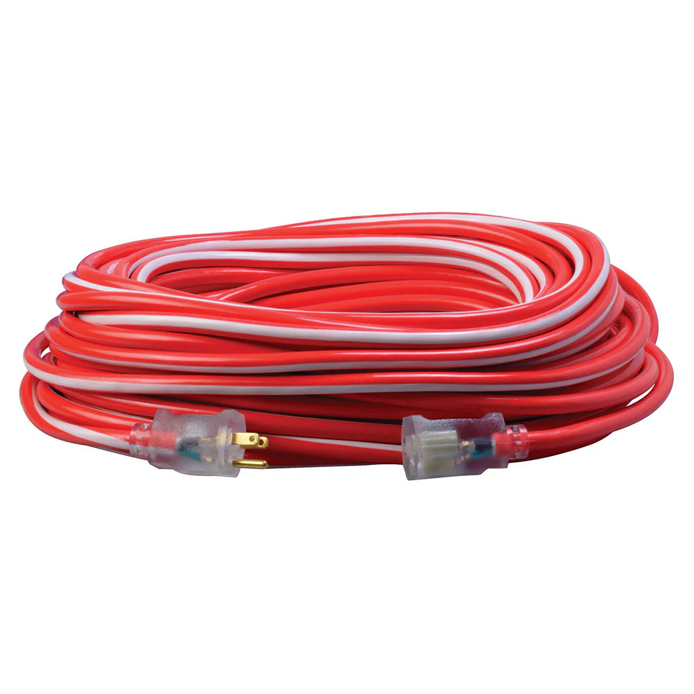 Southwire 2549SW0041 12/3 100' SJTW Red/White Extension Cord with Lighted Ends - Moutools