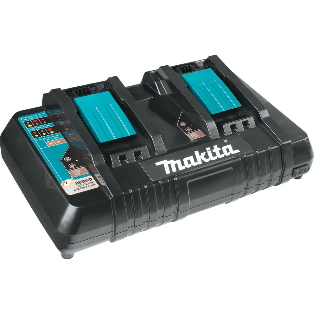 Makita DC18RD 18V Lithium-Ion Dual Port Rapid Optimum Charger - Moutools