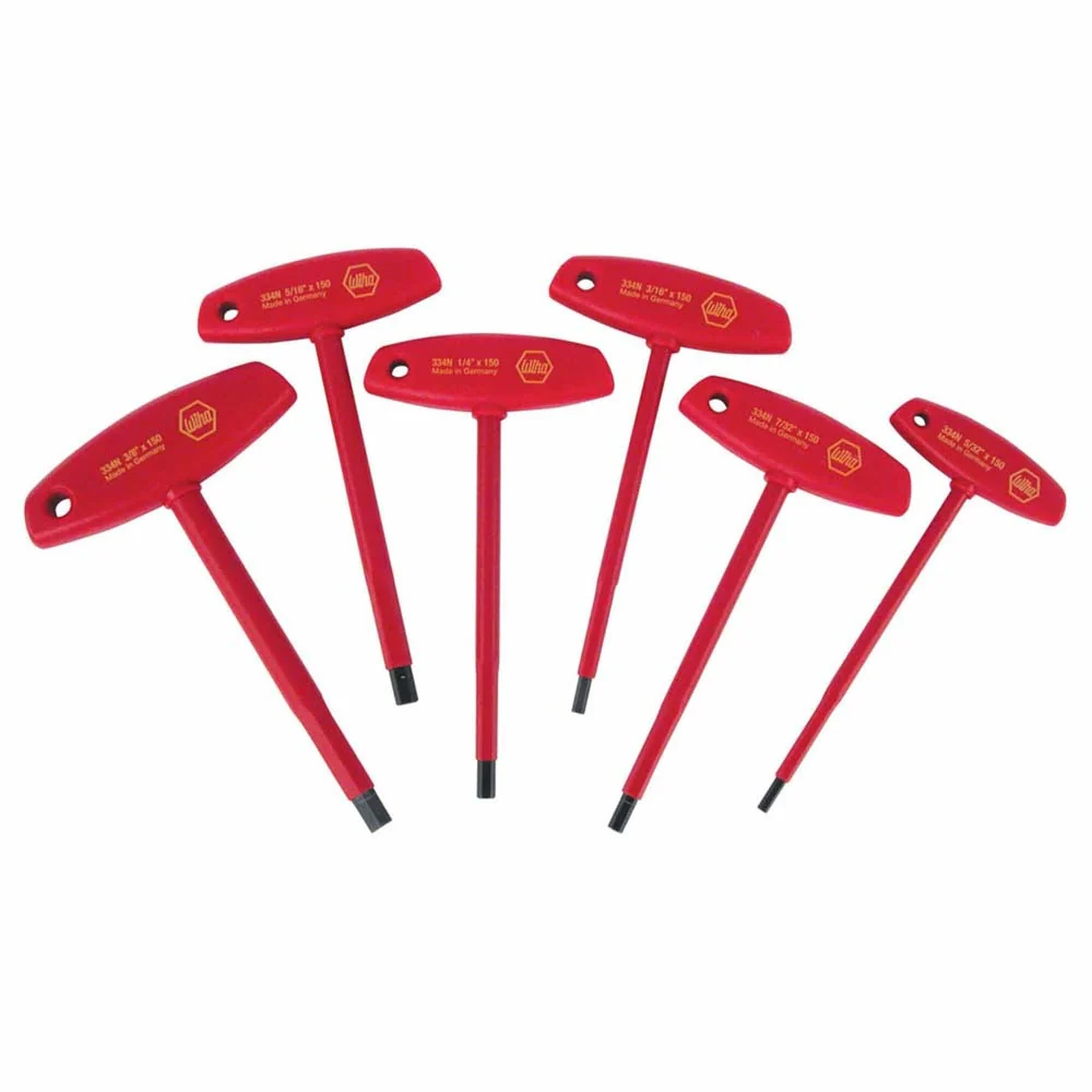 Wiha 33490 6 Piece Insulated T-Handle Hex Screwdriver Set - Inch - Moutools