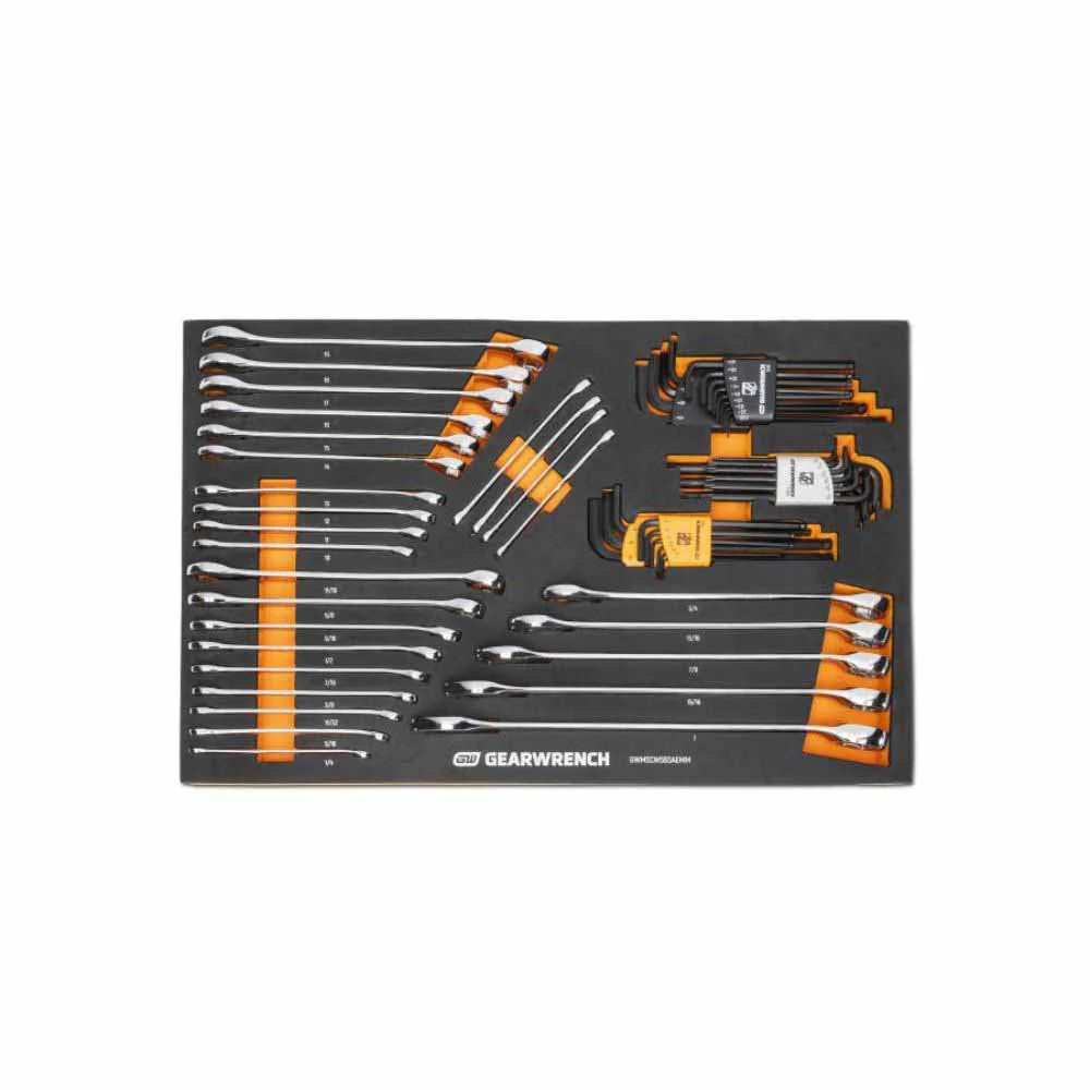 Gearwrench GWMSCWS6SAEMM 59 Piece 6 Point Combination Wrench and Hex Key Set in Foam Storage Tray - Moutools